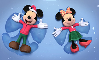 Mickey And Minnie Build A Snowman