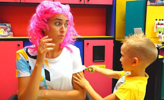 Vlad Nikita And Mommy In The Kids Hair Salon