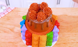 Satisfying Baking Miniature Rainbow Chocolate Pop It Cake