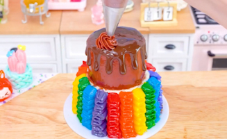 Satisfying Baking Miniature Ultimate Rainbow Chocolate Cake