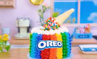 Satisfying Baking Miniature Rainbow Kitkat Cake Vs Melted Rainbow Oreo Sandwich