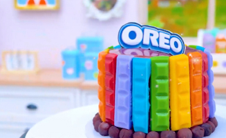 Satisfying Baking Miniature Rainbow Kitkat Cake With Rainbow Oreo Cake