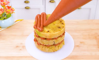 Satisfying Baking Miniature Rainbow Macaron Cake - Colorful Treats Recipes