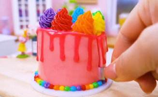 Satisfying Baking Miniature Rainbow Star Cake - Chocolate Cake Making Asmr