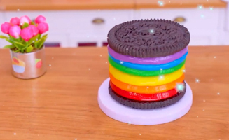Satisfying Baking Miniature Rainbow Oreo Kinder Joy