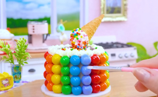 Satisfying Baking Miniature Rainbow Heart Drip Cake - Asmr Homemade Cake