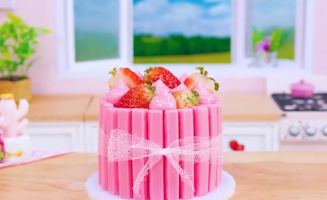 Satisfying Baking Miniature Rainbow Oreo Cake With Colorful M And M Candy Sticks