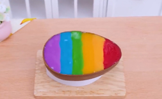 Satisfying Baking Miniature Rainbow Kinder Joy Chocolate Cake Asmr