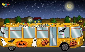 Halloween Wheels on the Bus Finger Family and Spooky Haunted Dollshouse